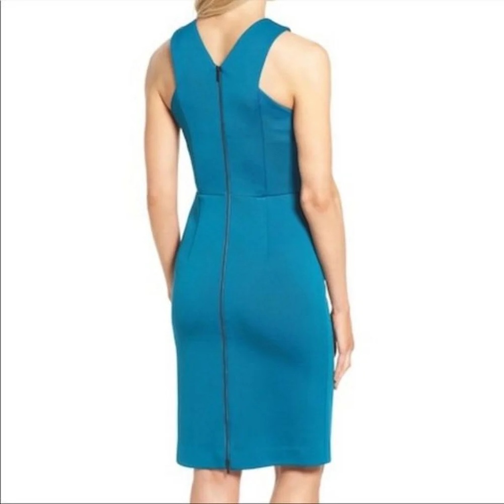 Classiques Entier Cocktail Ponte Knit Midi Dress with Halter Neck in Teal